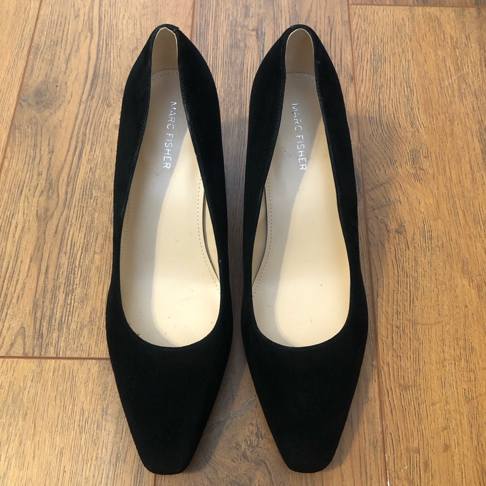 Marc Fisher Black Women's Shoes Block Heels Suede Size 11 Wide